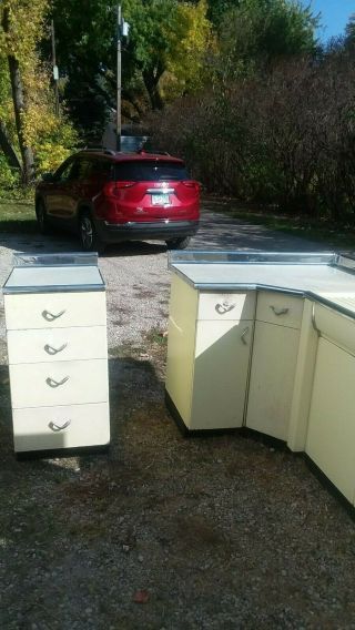 Vintage Yellow Youngstown metal kitchen cabinets.  Yellow sink in 2