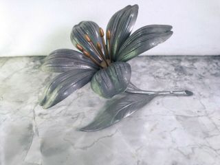 Vintage Mid Century Modern Metal - Lotus Flower 6 Petal Ashtrays / Incense Burn