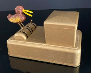 Mib Vintage Art Deco Metal " Bird " Cigarette Dispenser & Holder - With Orig Box