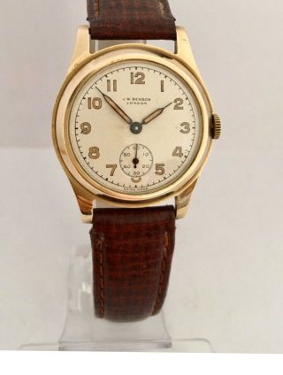 9 Karat Gold Vintage 1950s J.  W.  Benson London Mechanical Watch
