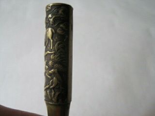 Antique Art Deco Cigarette Holder Bronze Or Brass Animals Very Detailed 3 1/4 "