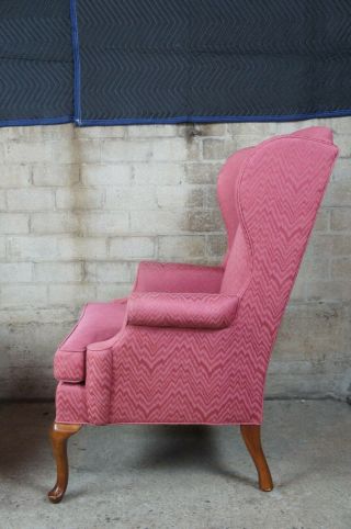 2 Queen Anne Traditional Wingback Club Library Accent Arm Chairs Pink Vintage 6
