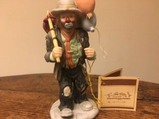 Vintage 1984 Limited Ed.  5” Emmett Kelly Jr Clown Porcelain Figurine By Flambro