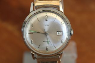 Vintage 1966 Timex Marlin Waterproof Hand Wind Mechanical Wrist Watch Runs