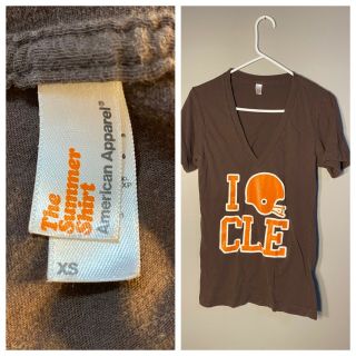 Vintage Cleveland Browns V - Neck T - Shirt Womens Size Xs Small Dawg Pound Shirt