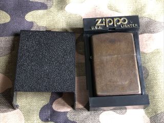 2001 Vintage Zippo Lighter - Rare Smooth Weathered Solid Brass Finish