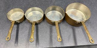Vintage B & M Douro Copper & Brass Handled Measuring Cups Set Of 4