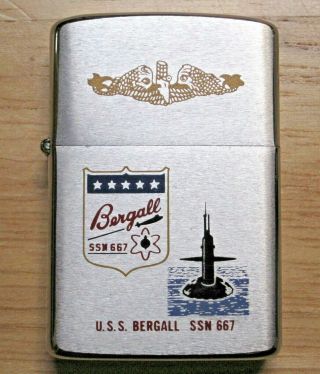 Vintage 1981 Zippo U.  S.  Navy Submarine U.  S.  S.  Bergall Ssn 667 - Old Stock