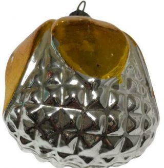 Antique Vintage Mercury Glass Christmas Ornament Acorn Gold & Silver