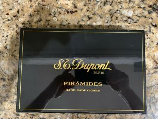 Vintage S.  T.  Dupont Paris Black Lacquer Cedar Lined Cigar Box Desk Humidor
