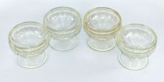 3 Inch Tall Vintage Federal Dessert Clear Glass Sundae Dishes Set Of 4