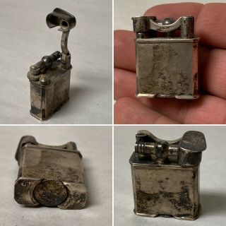 Vtg Art Deco Sterling Silver Mexico Lift Arm Petrol Lighter Small Size,