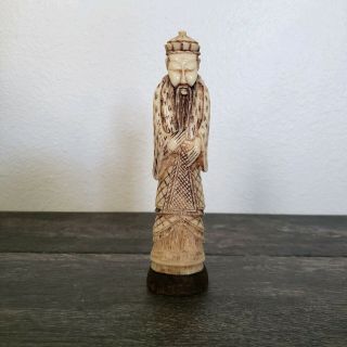 Vintage Carved Ivory Color Resin Statue Figure Figurine East Asian Oriental