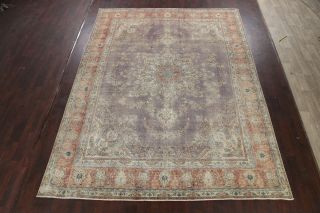 Muted Semi Antique Distressed Traditional Area Rug Hand - knotted Low Pile 10 ' x13 ' 2