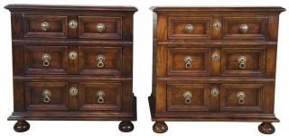 2 1979 Henredon Nightstands End Tables Dressers English Style Brutalist Pair