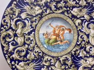 Huge Antique 19th Platter Italian Renaissance Faience Majolica Glazed Charger