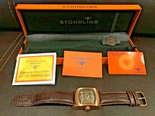 Stuhrling Men ' s Automatic Skeleton Watch 20 Jewels CAL ST - 90060 2