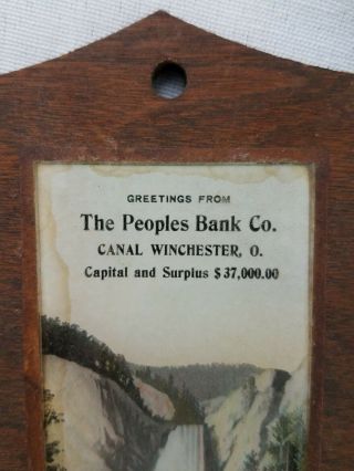 Antique wood advertising match holder striker Bank CANAL WINCHESTER OHIO 1900s 2
