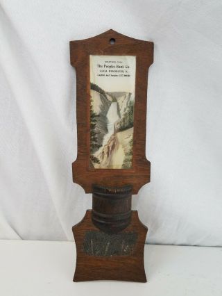 Antique wood advertising match holder striker Bank CANAL WINCHESTER OHIO 1900s 3