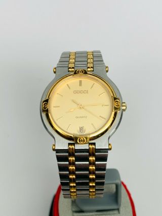 Gucci 9000m Quartz Ladies Swiss Luxury Two Tone Watch Stainless Steel Vintage Nr