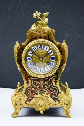 Antique C.  1880 F Marti Et Cie,  French Red Rouge Boulle Mantel Clock