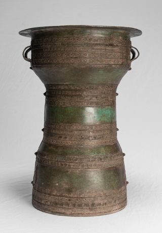 Thai Rain Drum - Antique Thai Style Bronze Standing Rain Drum - 46cm/18 "