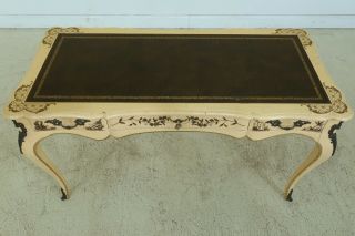 F32488EC: JOHN WIDDICOMB French Style Chinoiserie Leather Top Desk 2