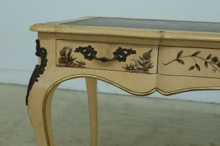 F32488EC: JOHN WIDDICOMB French Style Chinoiserie Leather Top Desk 3
