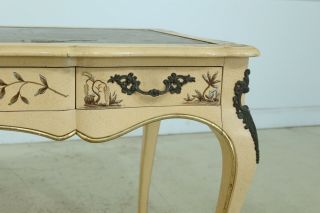 F32488EC: JOHN WIDDICOMB French Style Chinoiserie Leather Top Desk 4