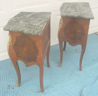 PAIR FRENCH LOUIS XV STYLE MARBLE TOPS SIDE TABLES / NIGHT STANDS ACCENT MOUNTS 4