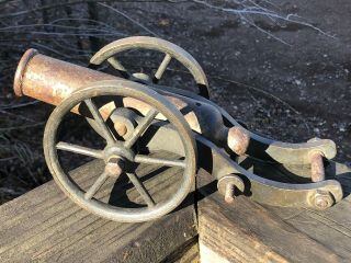 Antique Maritime Signal Cannon Brass And Iron (f3)