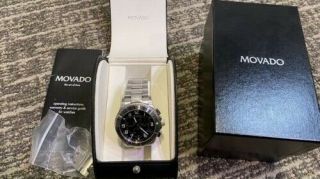 Movado Chronograph Model 84 R5 1890 Stainless Steel Wrist Watch - Needs Battery
