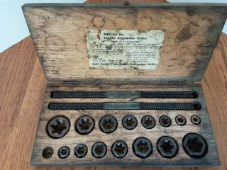 Vintage Mac Set Tr 1278 Thread Restoring Tool Kit Usa Wood Case Box