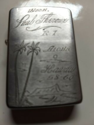 Vintage 1959 Zippo Lighter,  25th MP Schofield Bks,  Paul Theroux,  Aloha Hawaii 2