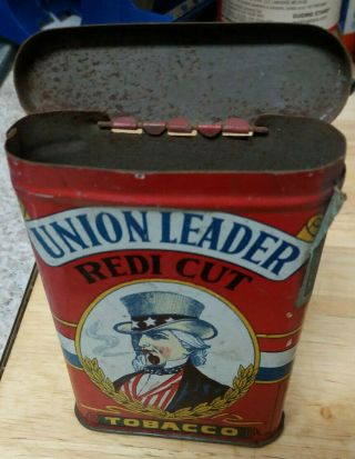 Vintage Union Leader Redi Cut Tobacco Tin Uncle Sam Label With 1917 Tax Seal