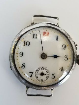 Ww1 Era Sterling Silver Trench Watch - For Repair