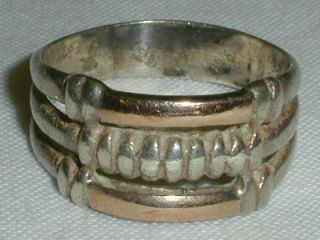 Vintage Sterling Silver 18k Gold Band Ring - Size 9 1/4