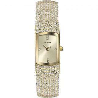 Seksy 2757 Ladies Gold Plated Crystal Set Bracelet Watch Rrp £99.  99