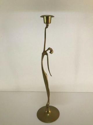 Vintage Art Nouveau Style Figural Woman Candle Holder,  Solid Brass