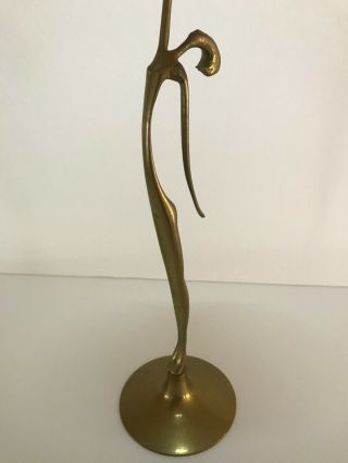 Vintage Art Nouveau Style Figural Woman Candle Holder,  Solid Brass 2