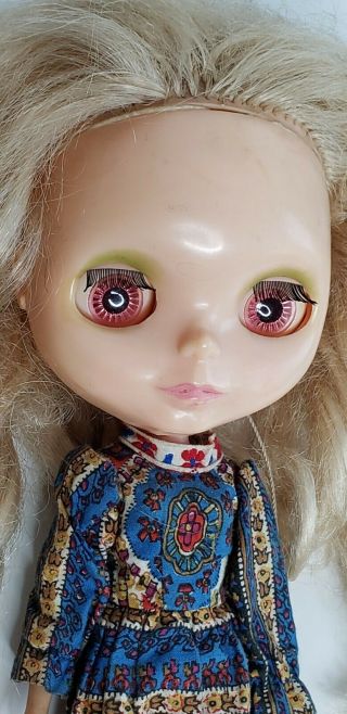1972 Vintage Kenner Blythe Blonde Doll Ring Pull Changeable Eyes Work 3