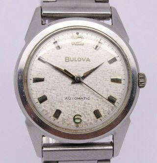 Vintage 1967 Bulova Mens 31mm Stainless Steel Automatic Watch Textured Dial