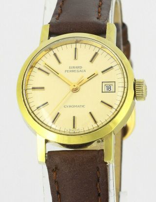 Vintage Girard Perregaux Gyromatic Date Gold Stainless Steel Ladies Wrist Watch
