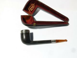 Antique Whv Sterling Silver Mounted Wooden Pipe In Case A/f Vince Leeds