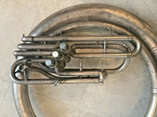Huge Vintage Antique King Sousaphone Tuba ? Silver Color 1 374686 Parts Repair 3
