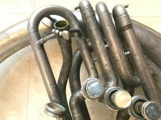Huge Vintage Antique King Sousaphone Tuba ? Silver Color 1 374686 Parts Repair 5