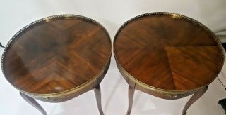 BAKER French Louis XV Style Brass Mounted with Gallery Bouillotte Tables Pair 2