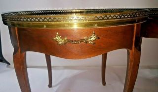 BAKER French Louis XV Style Brass Mounted with Gallery Bouillotte Tables Pair 3