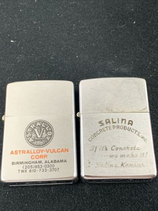 2 Vintage Zippo Lighters With Advertising
