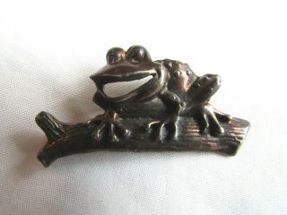 Vintage Sterling Silver Frog Brooch Pin
